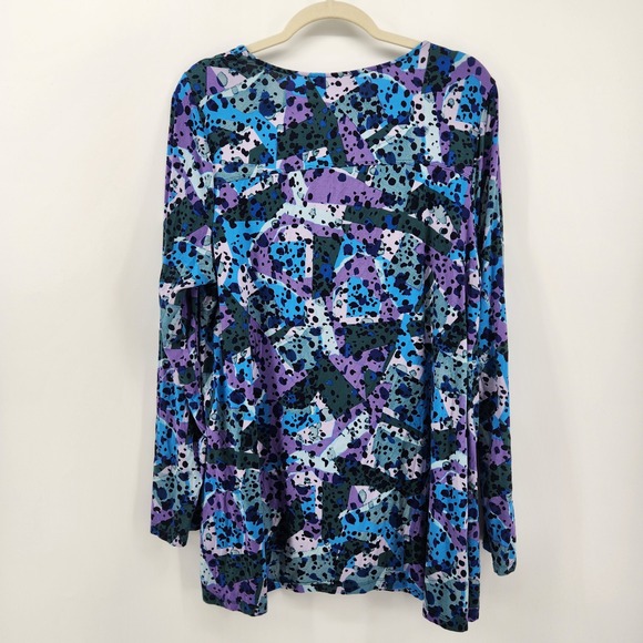 LOGO Lori Goldstein Abstract Print Long Sleeve Tunic Top Women's XL - Picture 3 of 7